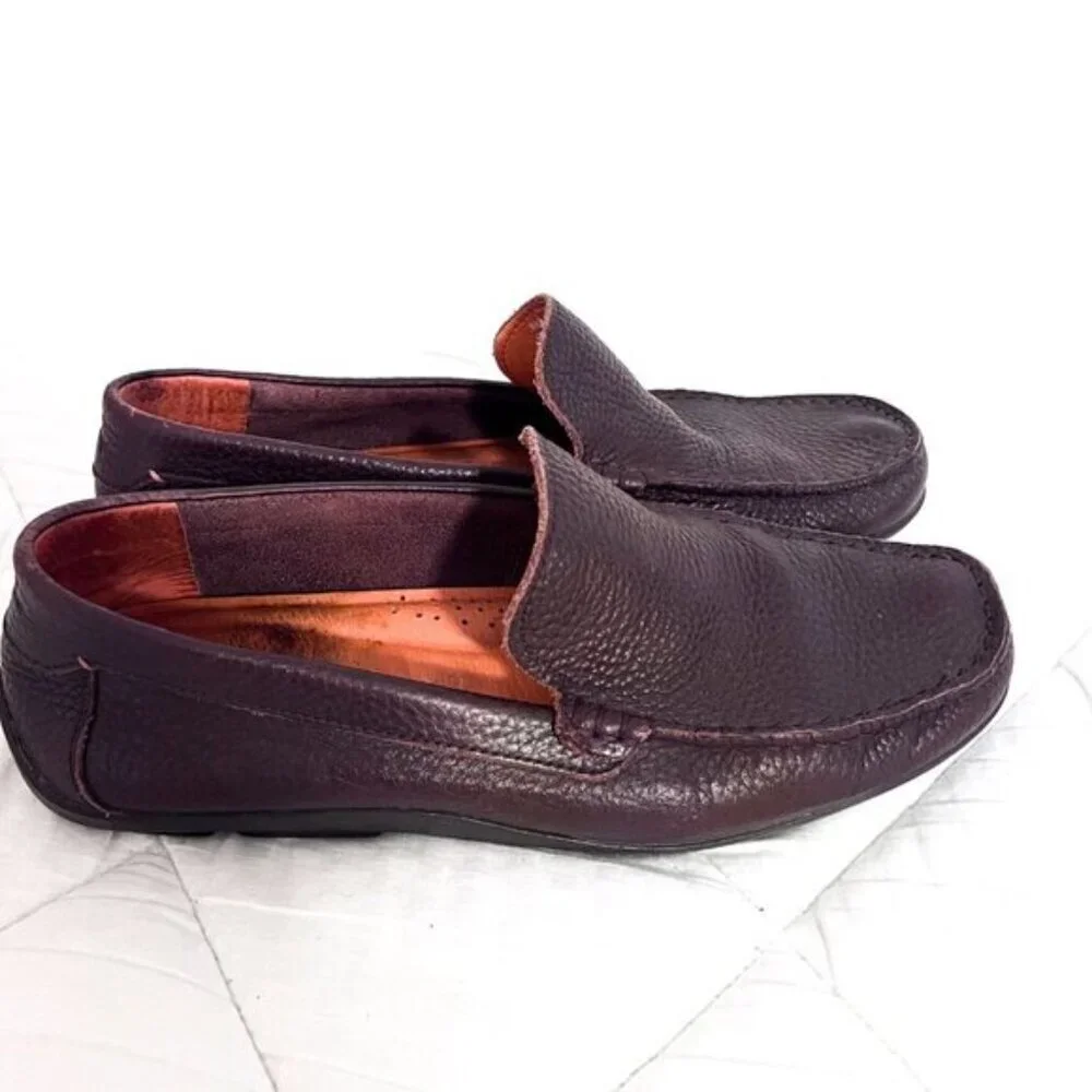 Tommy Bahama Brown Leather Slip-On Loafers TFM00159 Nassau Venetian Men's 8.5D